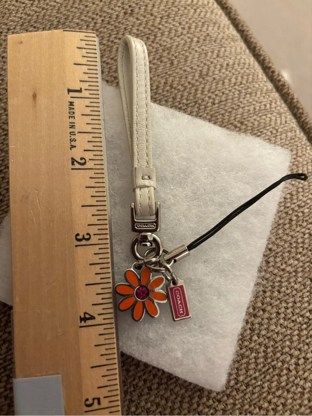 Coach Orange Daisy Key/phone/Bag Charm with Pink Coach Tag